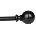 Escenografia 48-86 in. Adjustable Curtain Rod with Round Finials - Black ES2675280